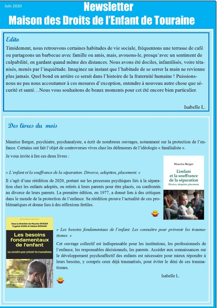 la Newsletter de juin 2020 de la MDET