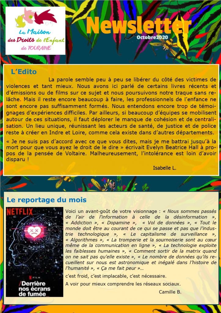 Newsletter d’octobre