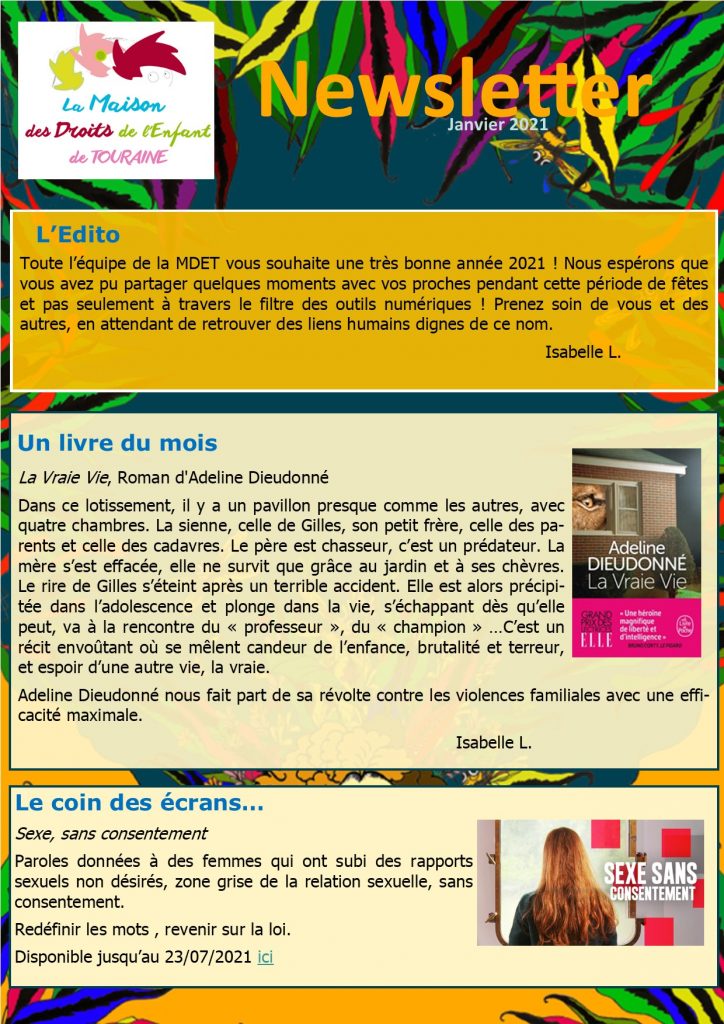 la newsletter janvier 2021